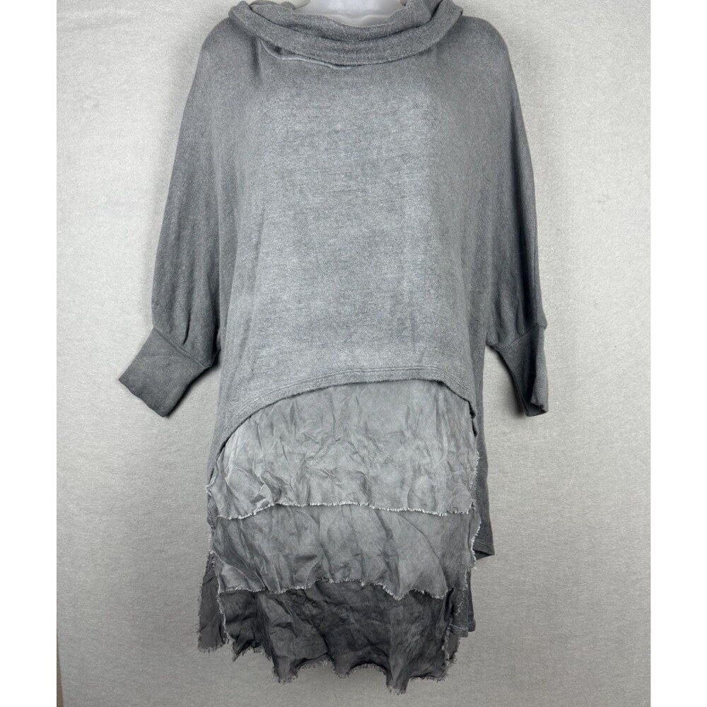 Scandal Italy Cowl Neck Sweater Angora Layered Dress Gray/green Lagen L/XL NWT - Picture 2 of 9